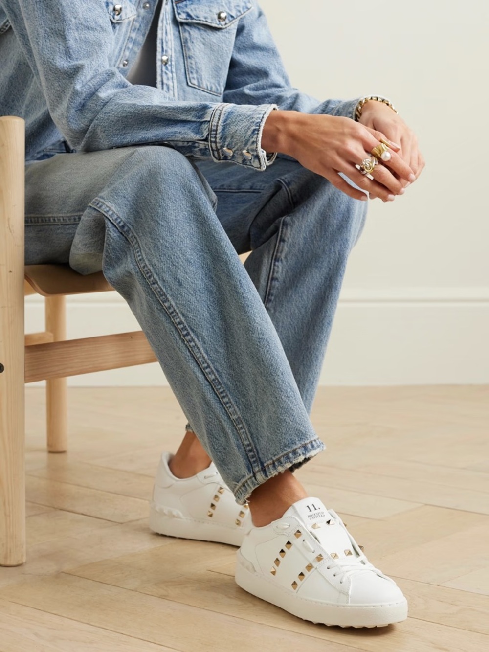 Valentino Garavani White Leather Untitled Rockstud Sneakers - US 9.5 (40)